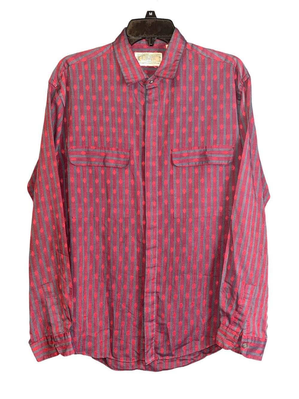 Vintage Levi's International Collection Striped Diamond Pattern Button Down Shir